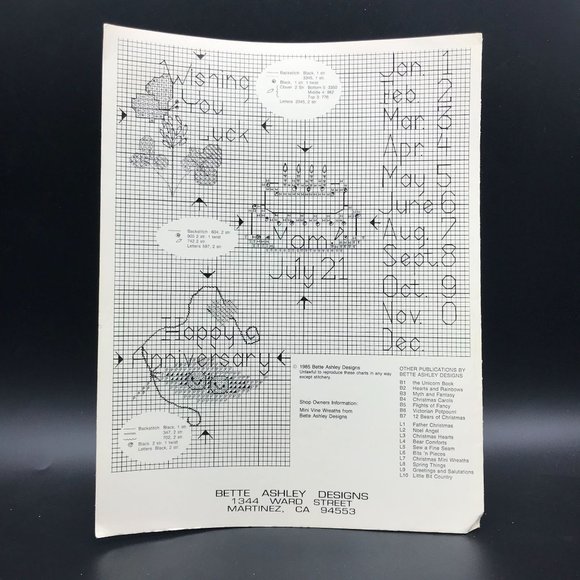 Vintage Cross Stitch Patterns, Mini Wreaths Greetings and Salutations Designs - Picture 2 of 2